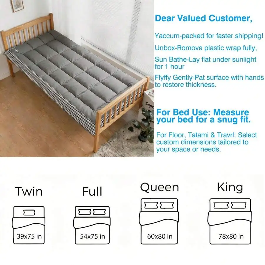 Futon Mattress, Floor Mattress Tatami Futon Mattress, 800G Portable Roll Up Foldable Mattress, Sleeping Pad For Floor Guest Bed