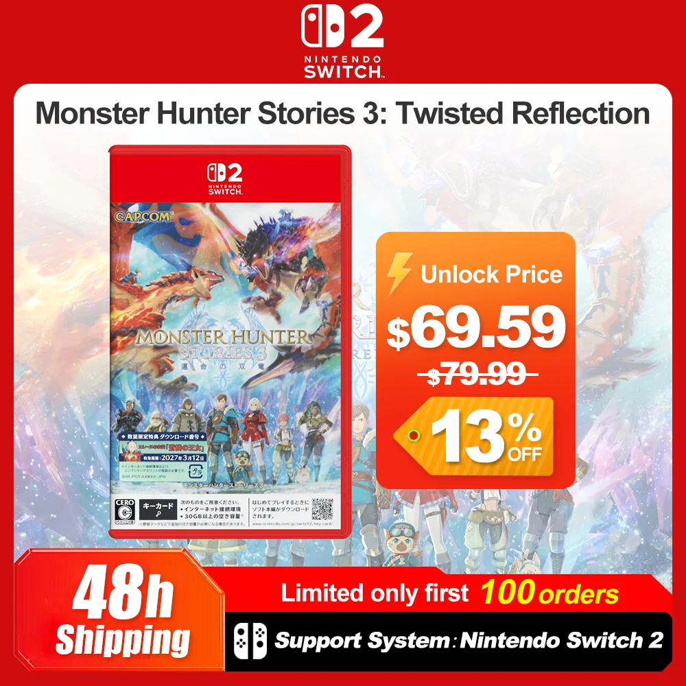 Monster Hunter Stories 3 Twisted Reflection para Nintendo Switch 2, Ofertas de Juegos, 100% Nuevo, Tarjeta de Juego Física Original para NS2