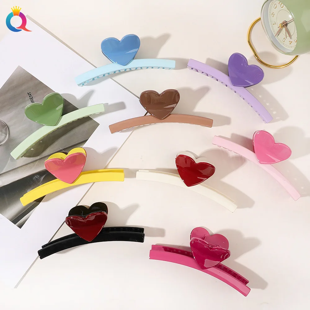 Cute Heart Shaped Hair Claw Large Size Back of Head Ponytail Holder for Women Thick Hair Strong Grip Wholesale