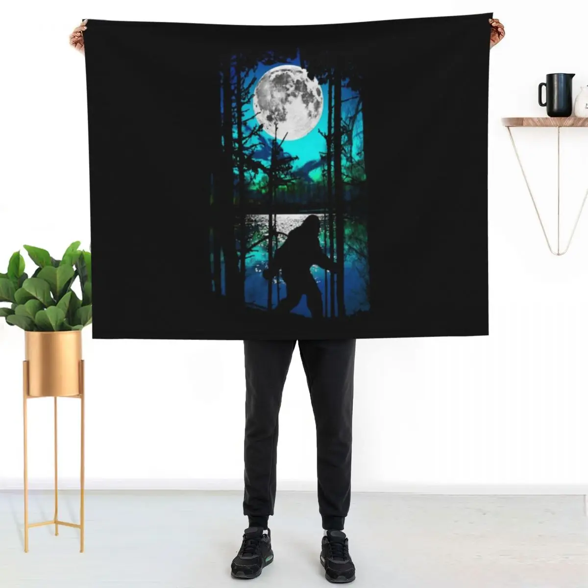 Bigfoot T-ShirtBigfoot Moon T-Shirt_by robotface_ Throw Blanket Sofa Thermal Bed covers Plaid Soft Beds Blankets