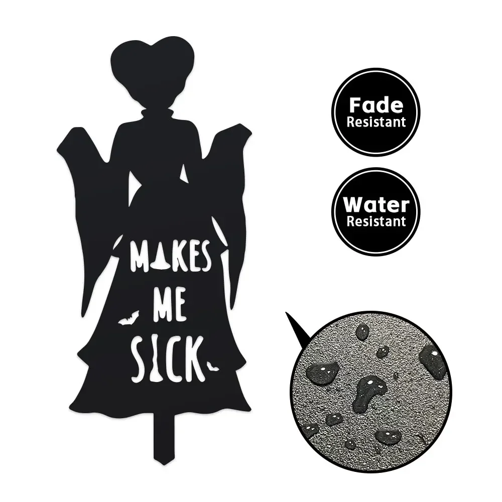 Set of Black Metal Witch Silhouette Garden Stakes -  Youngsters