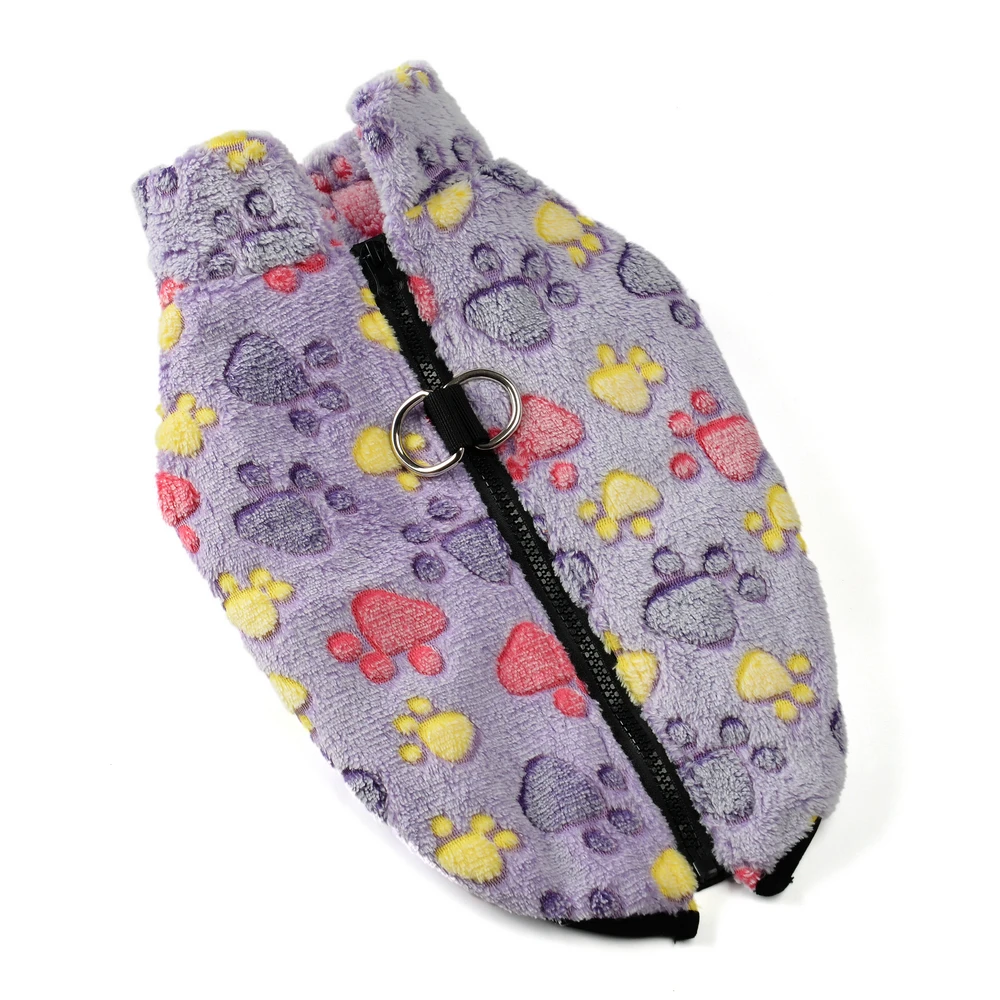 لينة الحيوانات الأليفة سترة لفصل الشتاء الدافئة الصوف معطف الكلب للكلاب الصغيرة المتوسطة لطيف باو طباعة الحيوانات الأليفة سترة ل البلدغ بيغل الصلصال وتتسابق #4