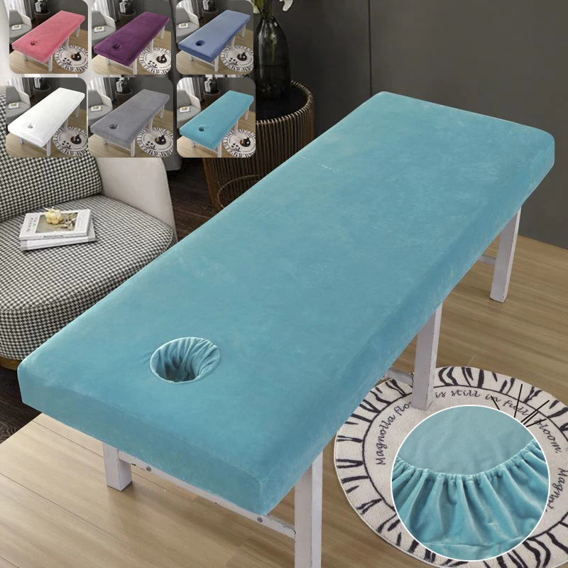 

​WOSTAR Warm Milk Velvet Elastic Massage Table Fitted Sheet Mattress Cover Beauty Salon Bedspread Body Spa Treatment Bed Sheet