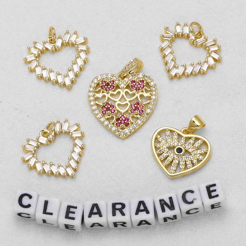 Clearance Crystal Cross Heart Key Cute Cat Pendant for Necklace Copper Gold Plated Virgin Mary Jewelry Making Accessrios CPR