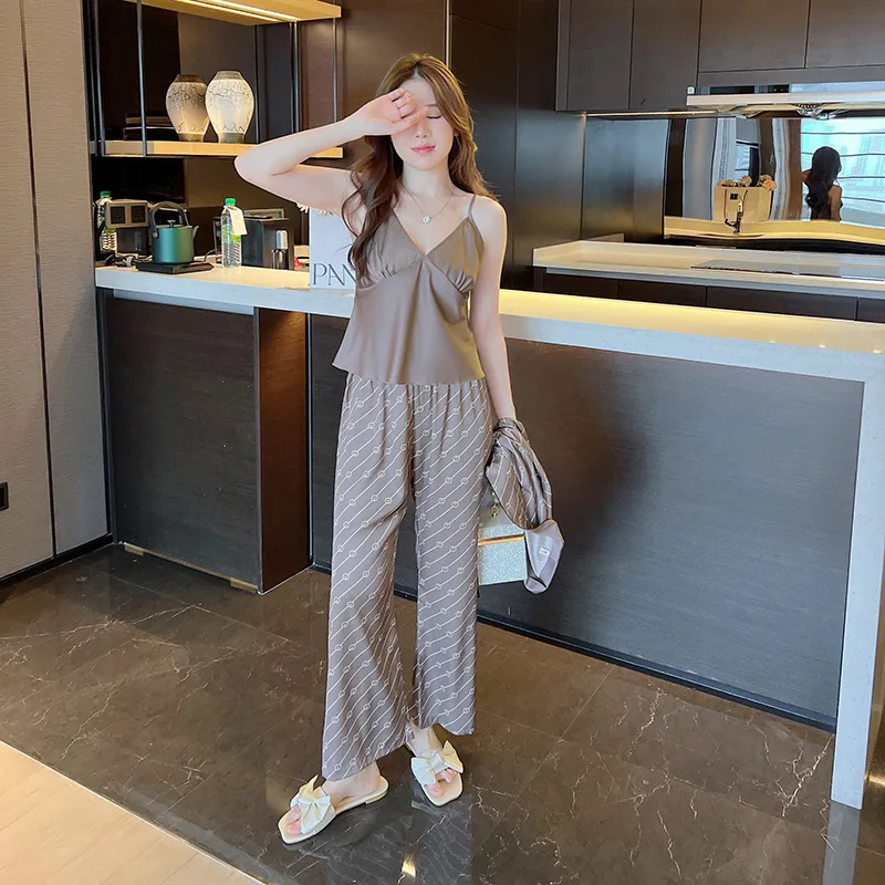 Three Piece Set Pajamas Long Sleeve Kimono&cami&pants Casual Home Wear Women Rayon Sleepwear Print Pour Femme Pyjamas Nightwear