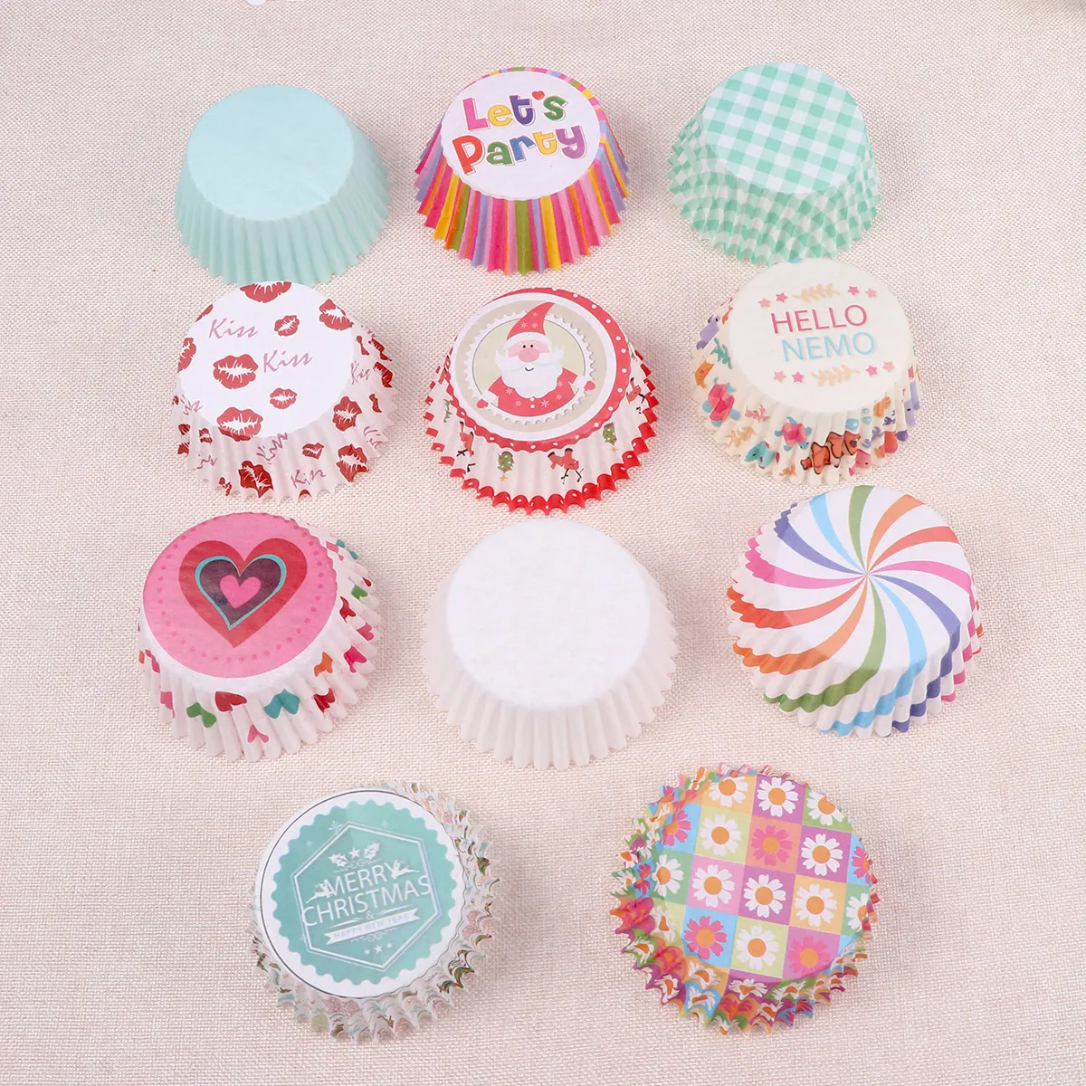 

100 pcs Heat Resistant Cake Cup Liners Thicken Round Pe Coated Non-Stick Muffin Cups For Baking Dessert Packaging Cupcake