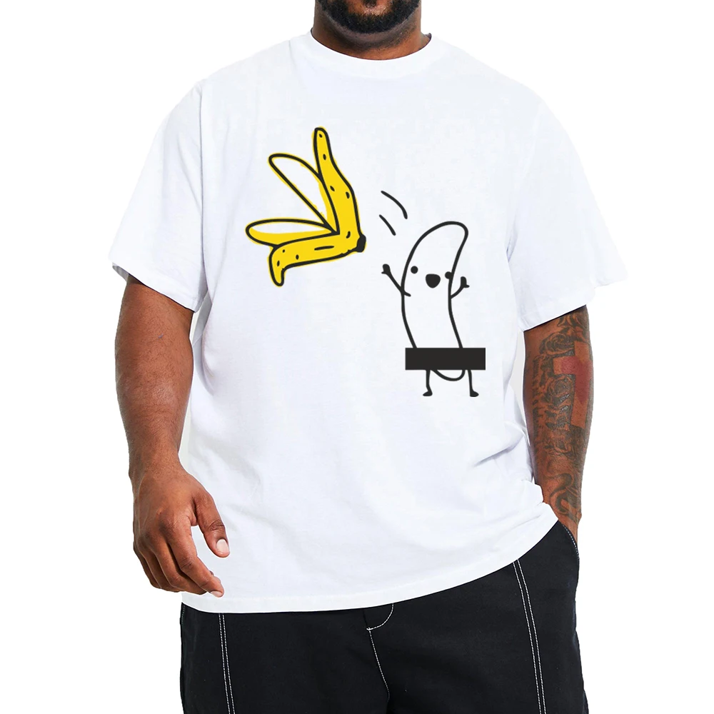 Summer Fashion Men's oversized Tshirt Funny Naked Banana Sticker print Plus Size T-Shirt Casual Streetwear big tall Top Tee Male