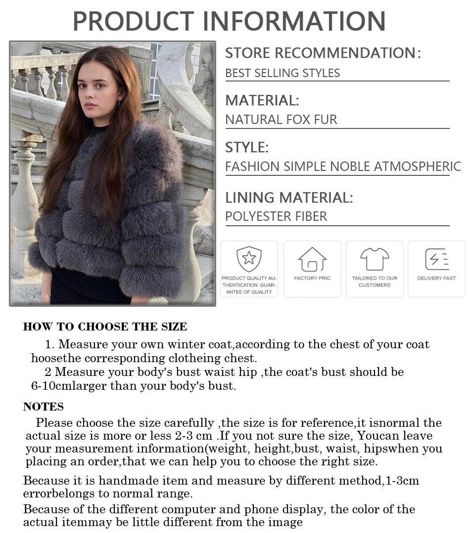 짧은 검정색 천연 여우털 코트, 라운드 칼라 리얼 퍼 코트, 여성용 퍼리 재킷, 고품질 정품 가죽 재킷