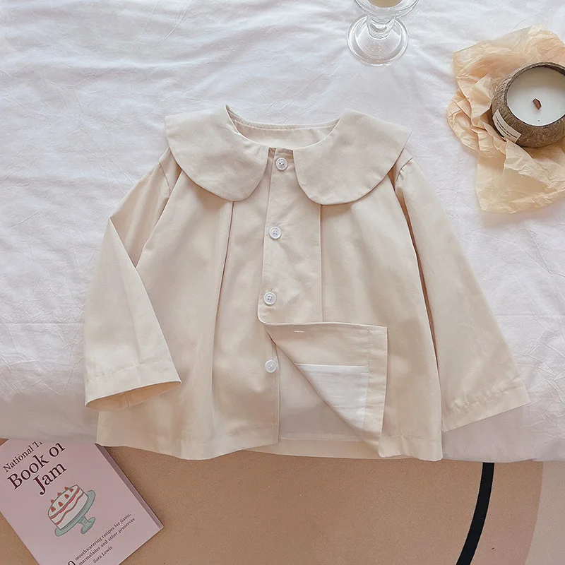 Girls Spring Autumn Windbreaker Girls New Children Baby Stylish Spring and Autumn Jacket Medium Long British Style Korean Trend
