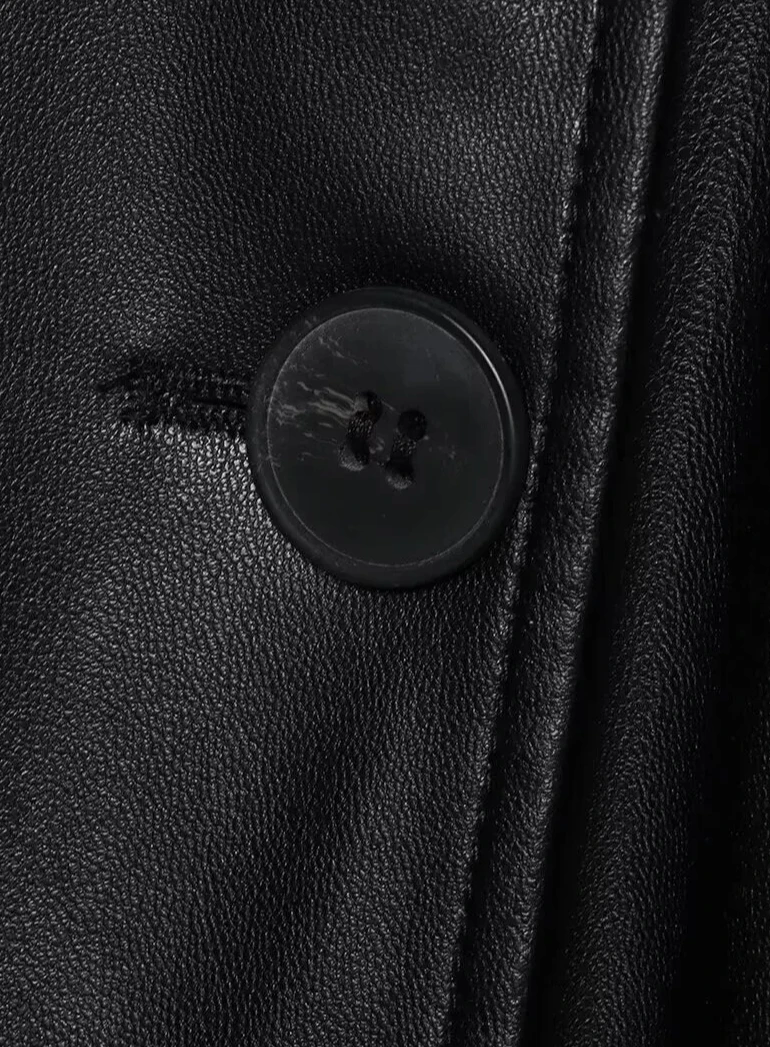 New Women Fashion Belt Imitation Leather Trench Coat Long Sleeve Short Casual Leather Coat Chic Outerwear