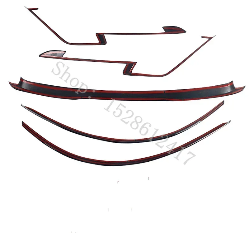 For Kia Carnival Sedona KA4 2020~2024 Accessories Bright Black Headlight Eyebrow Trim Cover Front Grille Grill Strips Exterior