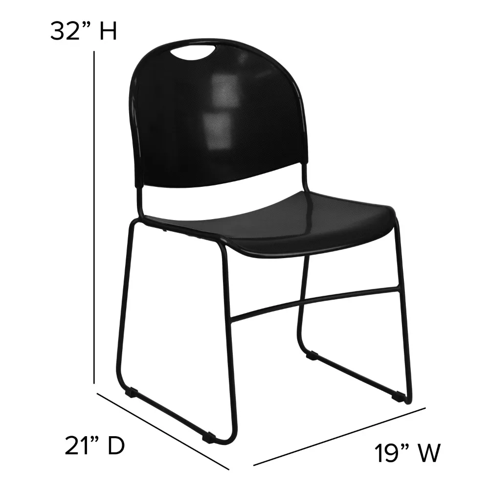 Silla de pila compacta con marco recubierto de polvo negro, novedad de 2024