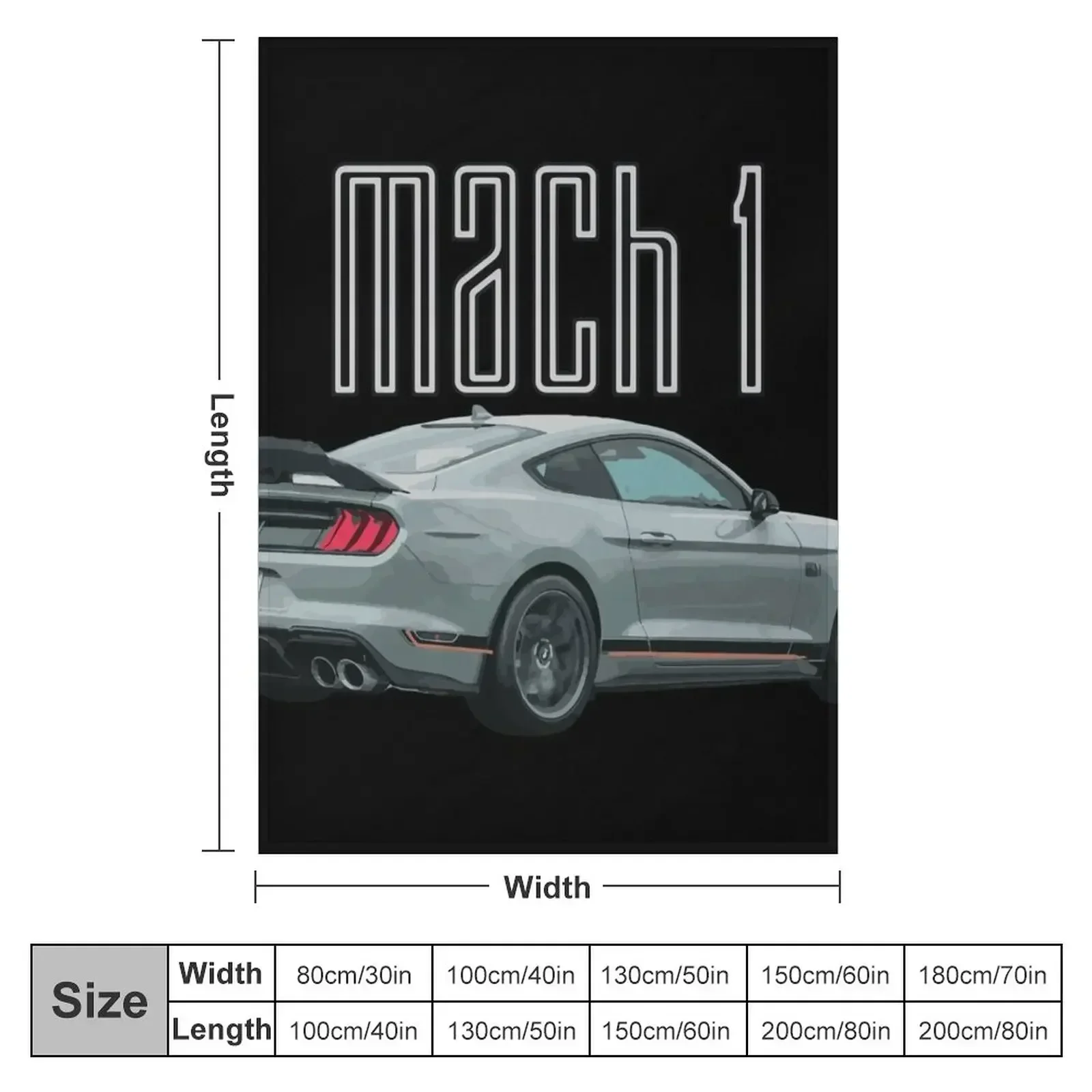 MACH 1 Mustang GT 5.0L V8 Performance Car Fighter Jet Gray Rear Throw Blanket Baby Vintage Blankets