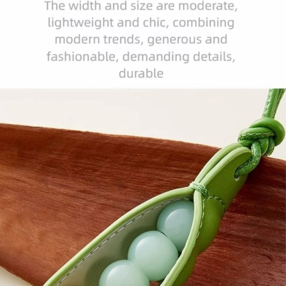 New High-End Pea Pendant Handmade Leather Pea Keychain Green All-match Style Pea Bag Charm Trendy Accessory