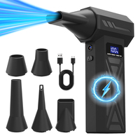 110000RPM Mini Turbo Jet Fan with LED Light 5 Tuyeres Rechargeable Electric Air Duster 4 Gear Turbo Jet Fan Blower Wind Speed