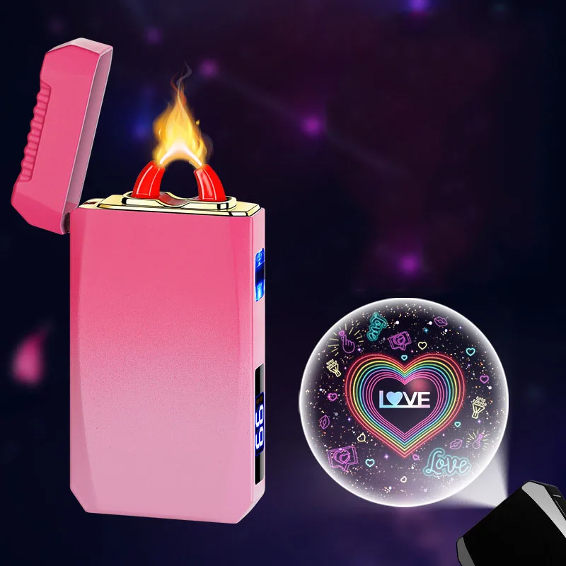 Creative Projection Love Cigarette Lighter, High Power Arc Lighter Tpye-C Charging Cigarette Lighter, Gift Wholesale