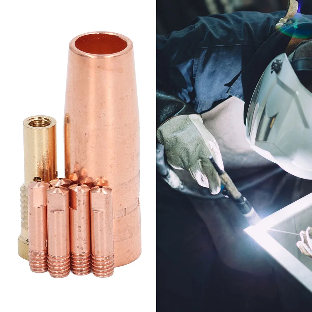 7pcs/set For MIG Welding Nozzles Flux Core Gasless 0.6mm 0.8mm 0.9mm 1.0mm 1.2mm Brass Nozzle Tips Kit MIG Welding Torch