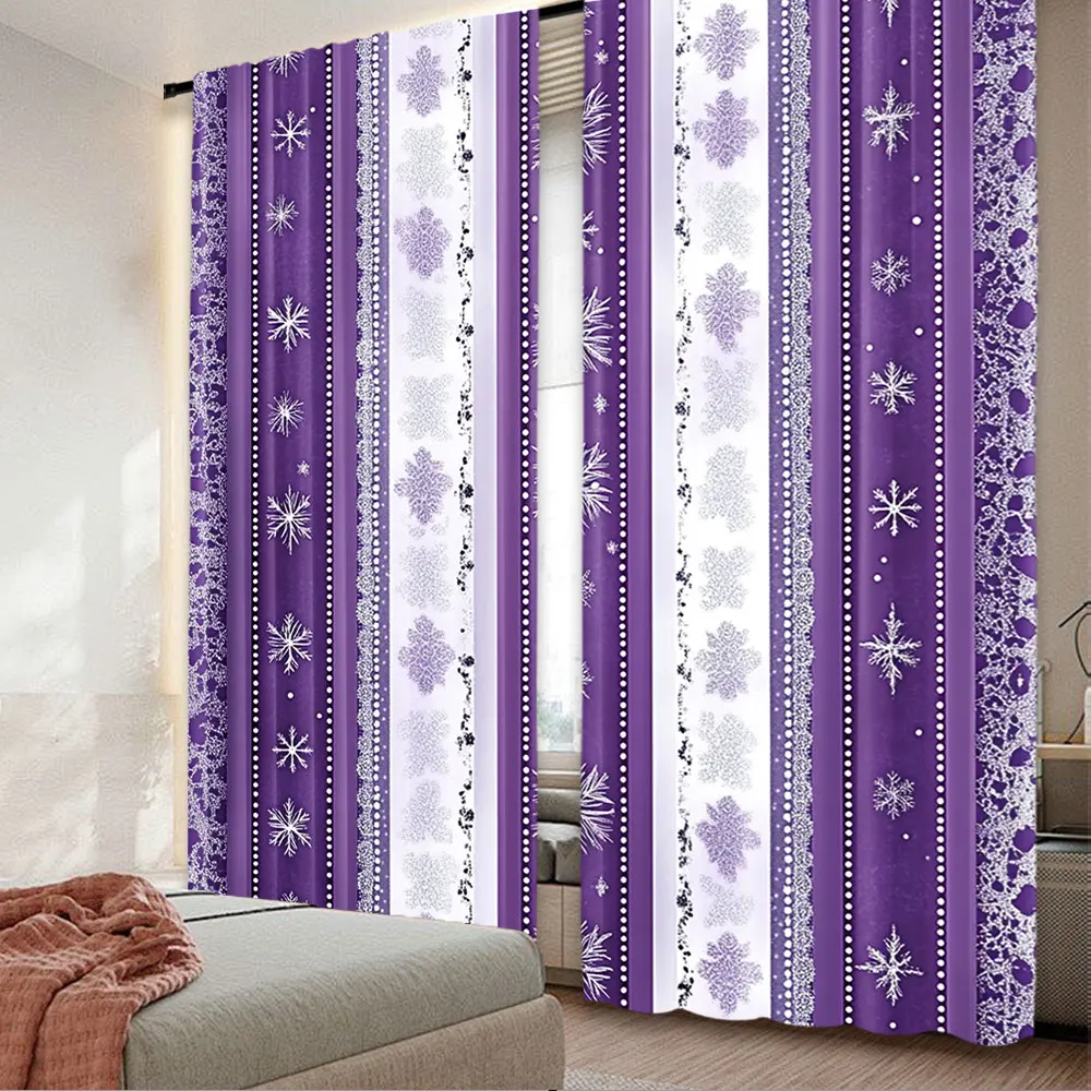 

2Pcs Boho Ethnic Curtain Western Christmas Snowflakes Middle Eastern Noel Print Suitable For Bedroom Living Room