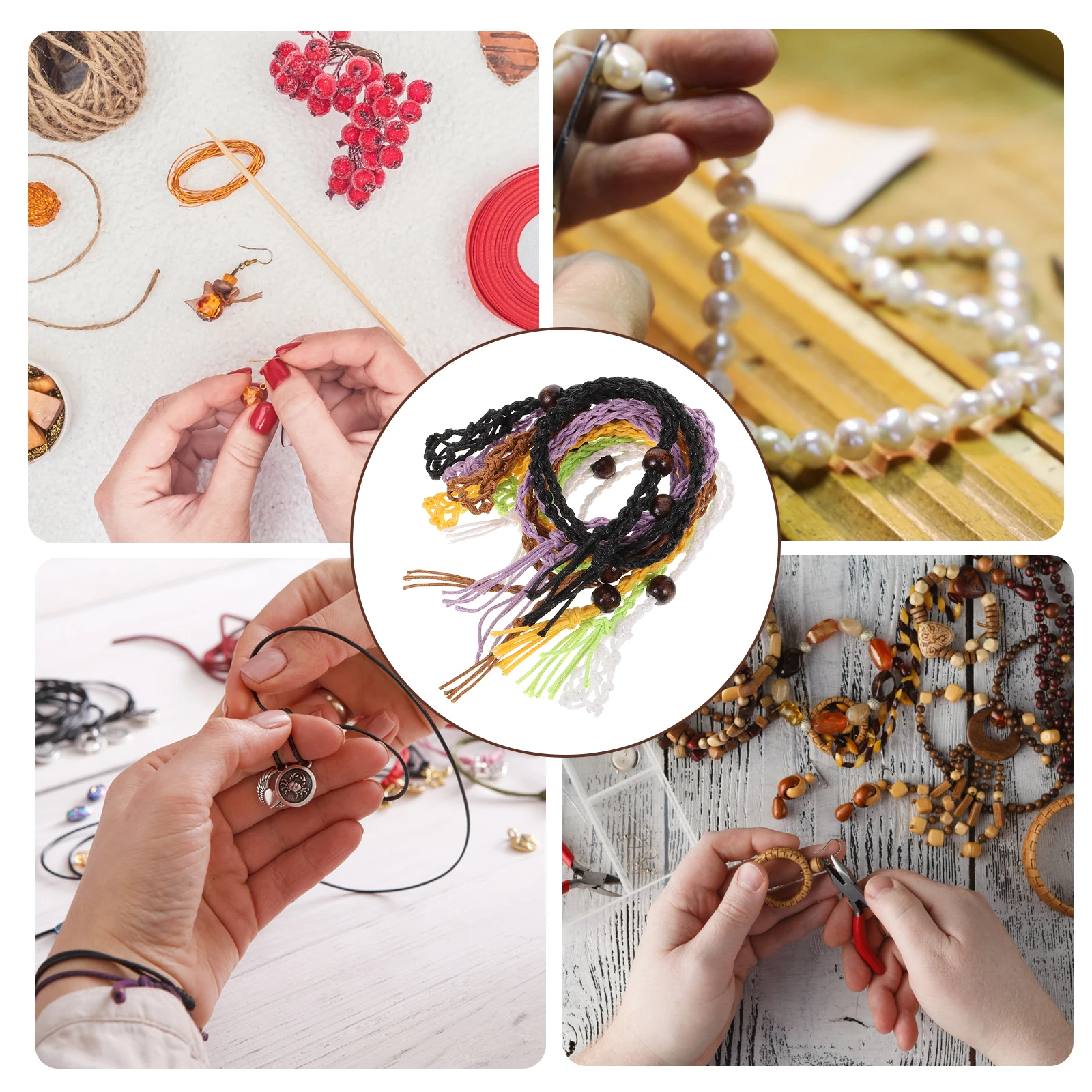 

6pcs DIY Pendant Necklace Holder Wooden Beads Crystal Stone Cage Necklace Accessories for Handmade Jewelry Decoration