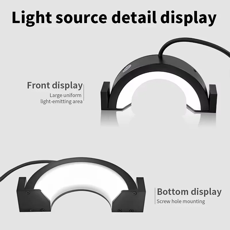 30° Semi Ring LED Machine Vision Light Semi-Ring Light Source for Industrial Camera Product Surface Appearance Defect Inspection