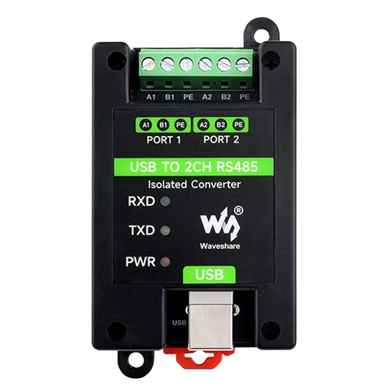 Waveshare USB To 2 Channel RS485 Industrial Grade Isolated Converter FT2232HL Support Wall And Din Rail