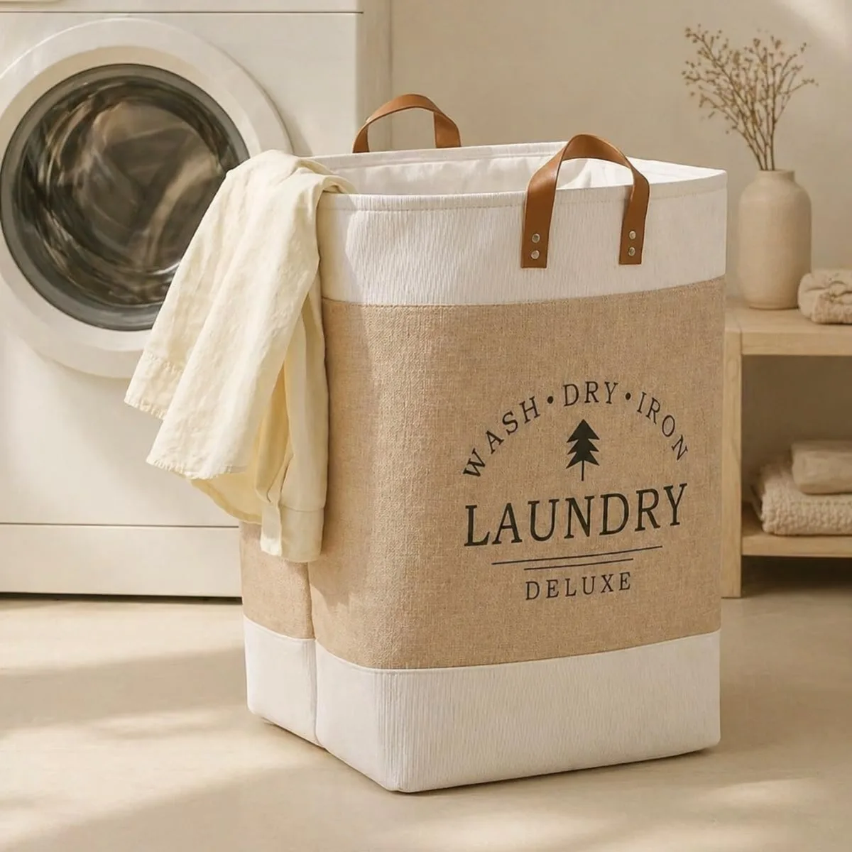 Laundry Bag Cotton Handheld Tote Reusable Clothes Organizer for Dirty Clothing Storage Home Bedroom Utility Room Routine Sorting