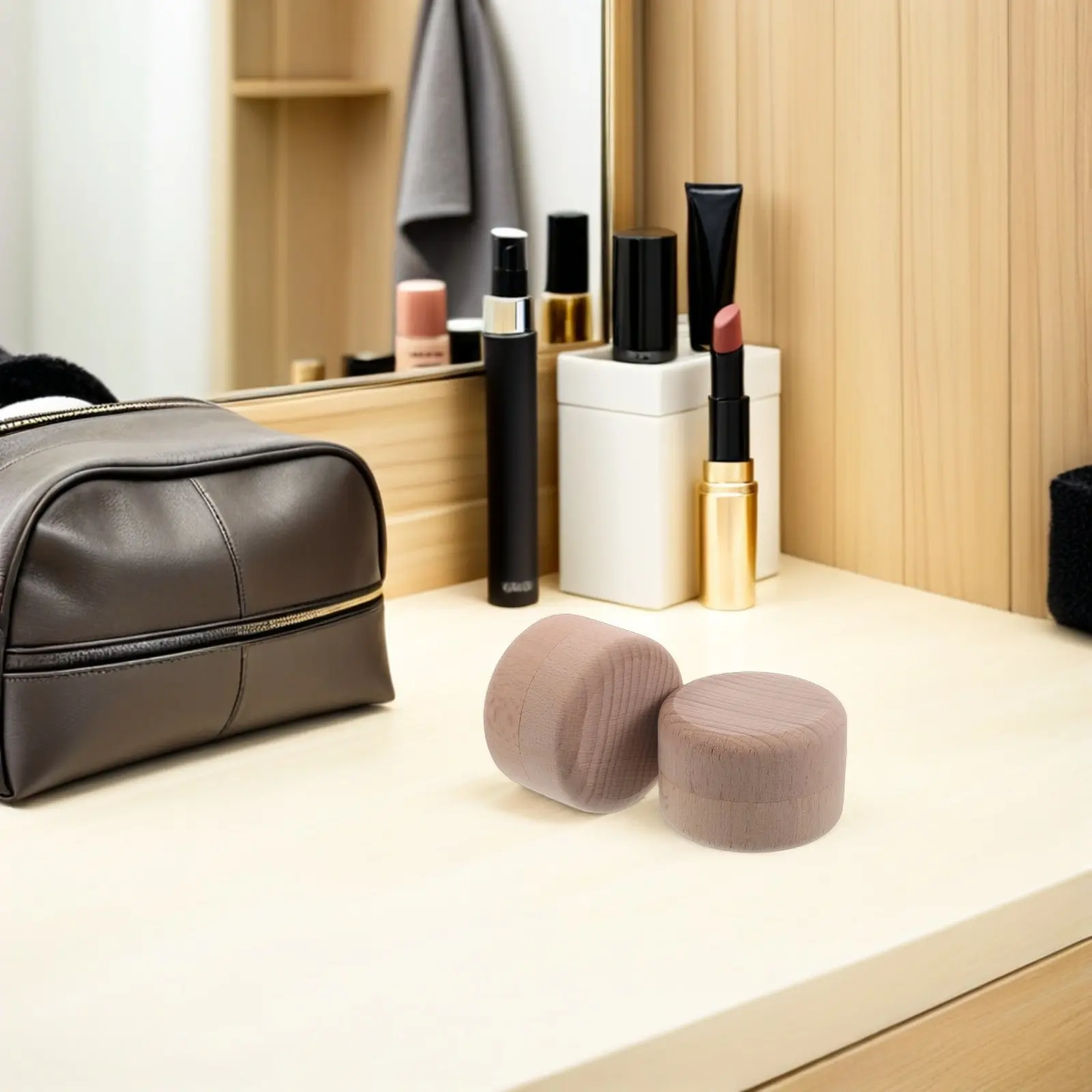 

Набор из 2 деревянных шкатулок для украшений: круглые мини-органайзеры для хранения колец и серег с крышкой, для предложения руки и сердца, помолвки, свадьбы