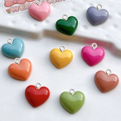 10Pcs Glossy Color Love Heart Resin Charms Fashion Women Drops Earrings Necklace Pendant DIY Keychain Bracelet Decor Accessories