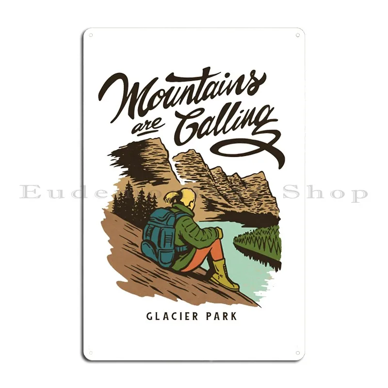 Woman Sitting On Glacier National Park6 Metal Plaque Poster Printed Bar Kitchen Cinema Garage Tin Sign Poster