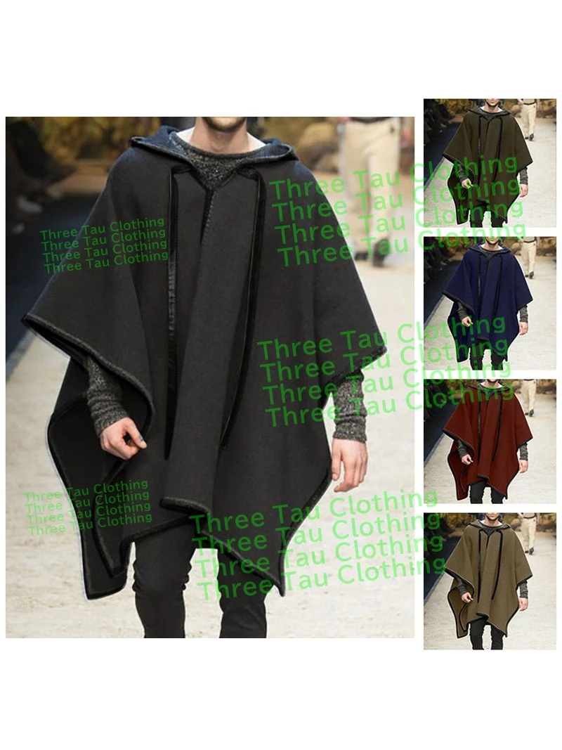 

Винтажное пончо, мужской плащ большого размера с капюшоном, нерегулярный плащ в стиле панк, мужская верхняя одежда, модные пальто, плащ с капюшоном, ветровка, накидка, весна-осень