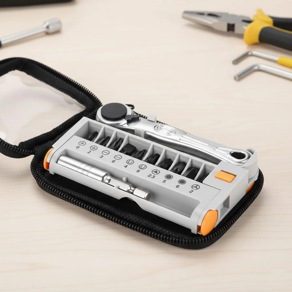 Multifunctional Bicycle Repair Kit Bag with Mini Portable Ratchet Screwdriver for Mountain Road Bike Maintenance Tools Set