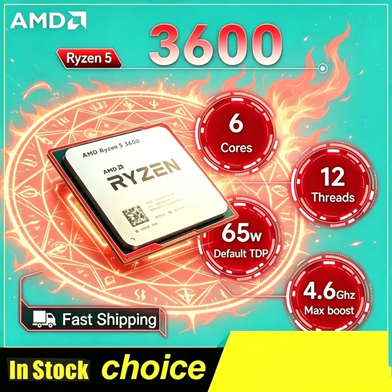 CPU para Juegos AMD Ryzen 5 3600 R5 3600 de 6 Núcleos y 12 Subprocesos a 4.4GHz, Socket AM4, Sin Paquete, Distinguido y Sin Restricciones