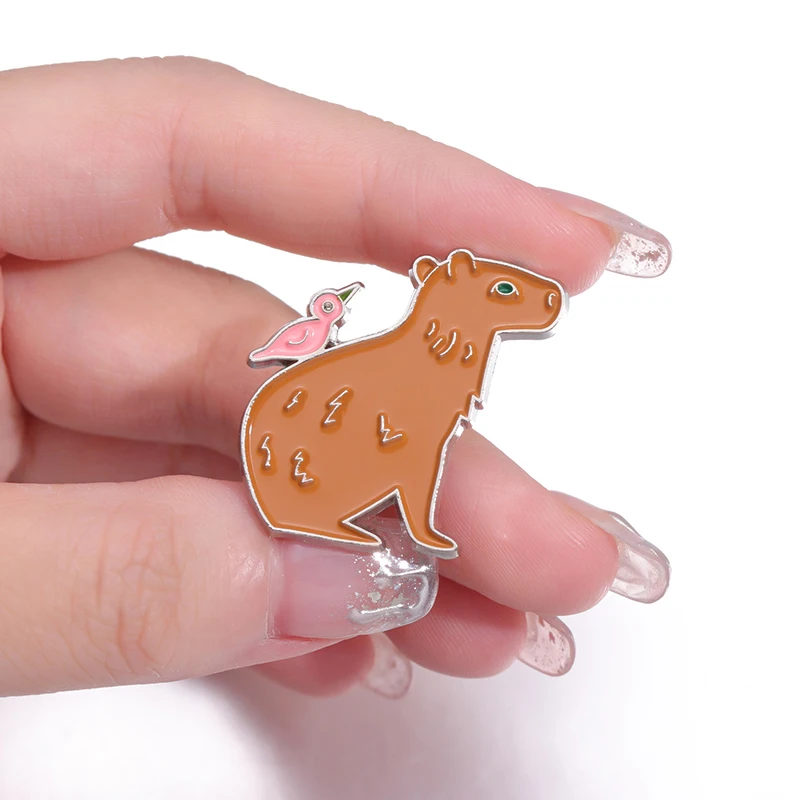 Capybara Enamel Pins Custom Taxis of the Bird Animal Brooches Lapel Badges Animal Funny Jewelry Gift for Kids Friends