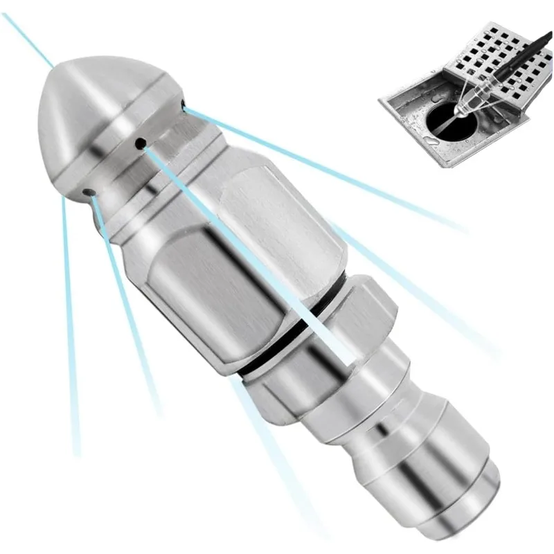 Sewer Injector Nozzle 1/4'' Quick Connect Drain Cleaning Nozzle Water Jet High Pressure Sprayer Nozzle To Clean Sewer