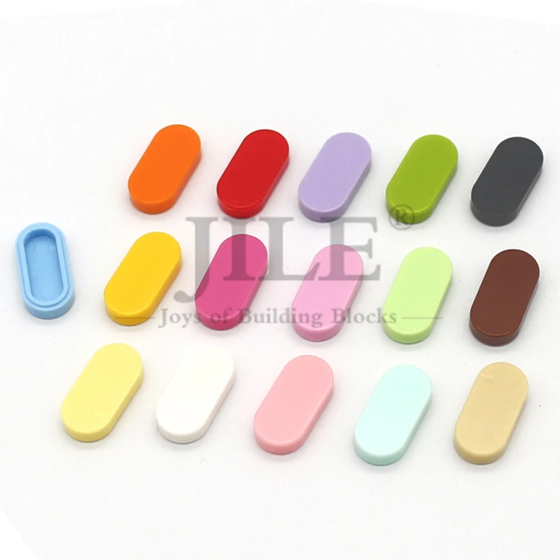 50 Stück Moc 1126 Fliesen Rund 1x2 Oval Elliptisch Pillenförmig Bausteine Klassisches Zubehör Kompatibel mit Bausteinen Konstruktion DIY Spielzeug – Detail 3