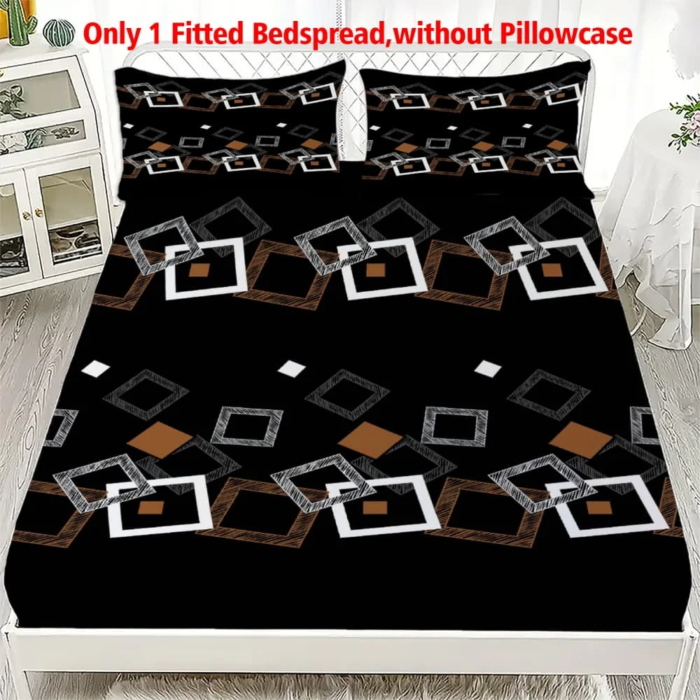 1 Stück Moderne Geometrische Quadratische Bedruckte Spannbettlaken mit Tiefen Taschen Elastischer Matratzenbezug Einzel Doppel Queen King Schlafzimmer Deko