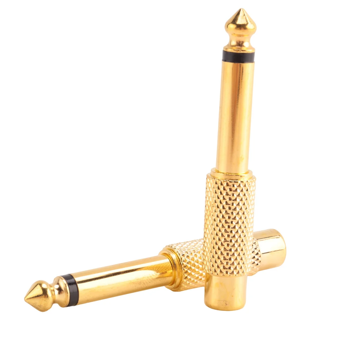 5x vergoldeter 6,35mm 1/4 Zoll männlicher Mono-Stecker auf Cinch-Buchse 6,5 mm Klinke Audio-Stereo-Adapter-Anschlussstecker TS-Konverter Sound Mi