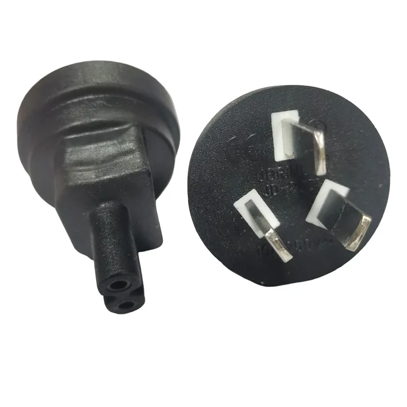 Black CN AU 3 Prong to C7 Power Adapter Plug Australia New Zealand Male to Figure 8 Female Receptacle Converter Socket 10A 250V