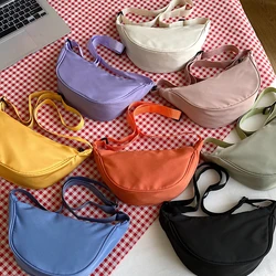 Women Shoulder Bags Solid Color Nylon Dumpling Messenger Bag New Trendy Lightweight Large Capacity Underarm Bag Female Purses