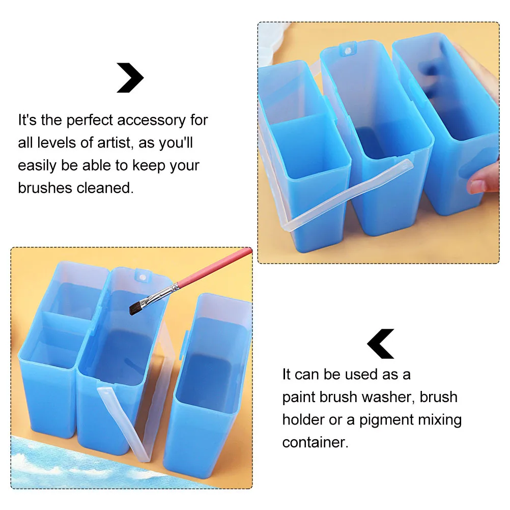 

Paint Brush Washer Bucket Detachable Plastic Design For Artists Kids Beginners Easy Cleaning Color Mixing Tool Art