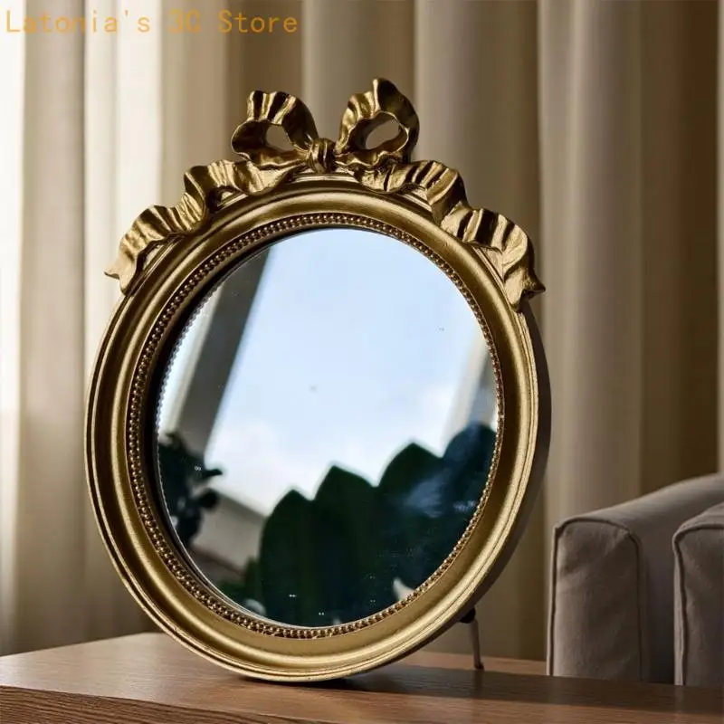 Reflective Tabletop Tray with Mirrored Base & Bows Detail for Accessory Display X3UB