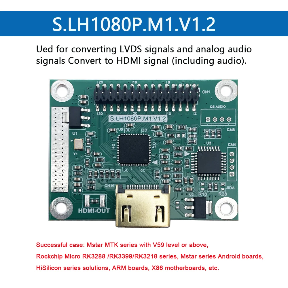 LVDS to HDMI adapter board LVDS dual 8 input to HDMI output Support multiple resolutions S.LH1080P.AUDIO.V20