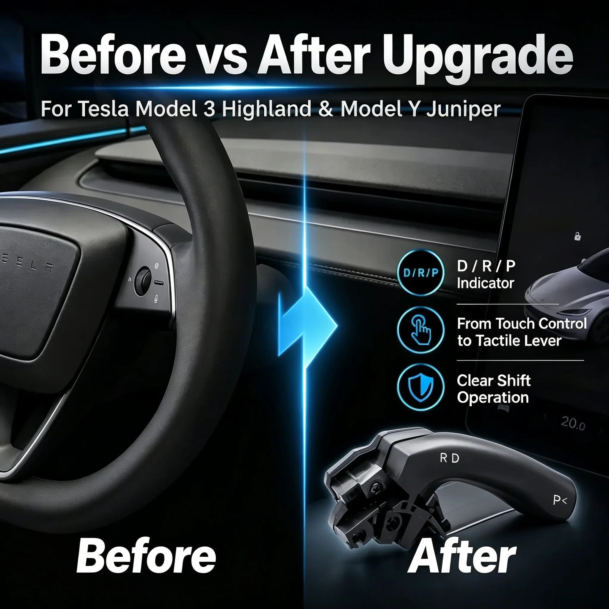 For Tesla Model 3 Highland Model Y Juniper Gear Shift Stalk Right Lever Physical Shifter Handle DPR Indicator Parts Amagi