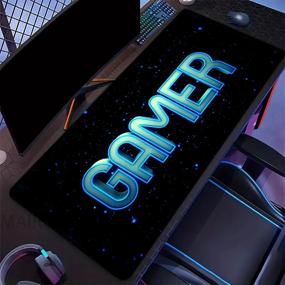 

Gamer Design Black Mouse Pad Large Computer Office Game Table Mat XXL Rubber Non-slip Stitched Edge Keyboard Mats Long Desk Pads