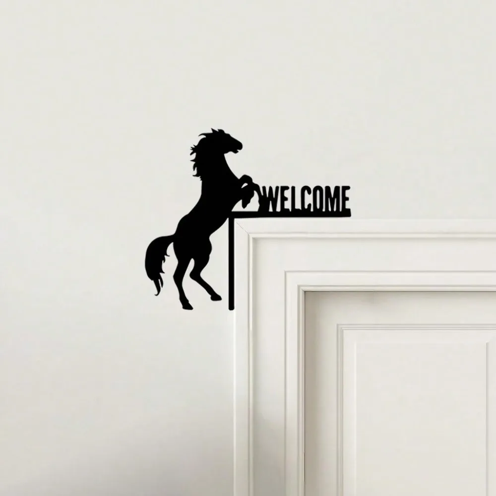 Vintage Black Horse Galloping Metal Wall Art Sculpture Equestrian Home Decor Gift