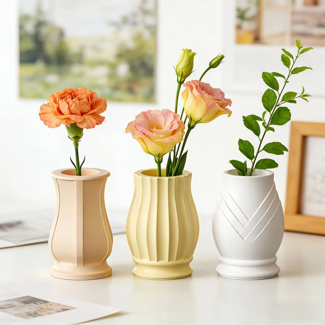 Moule en silicone pour vase à rayures verticales 3D, facile à démouler, pour pot de fleurs DIY, pot à succulentes en béton, pot de rangement, décoration intérieure