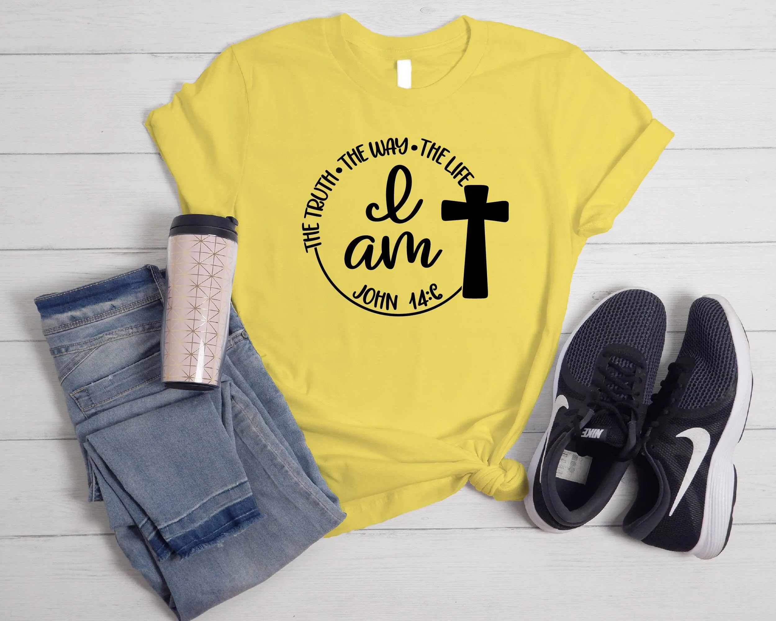 The Way Truth Life Christian T Shirt for Women John 14 6 Scripture Jesus Faith