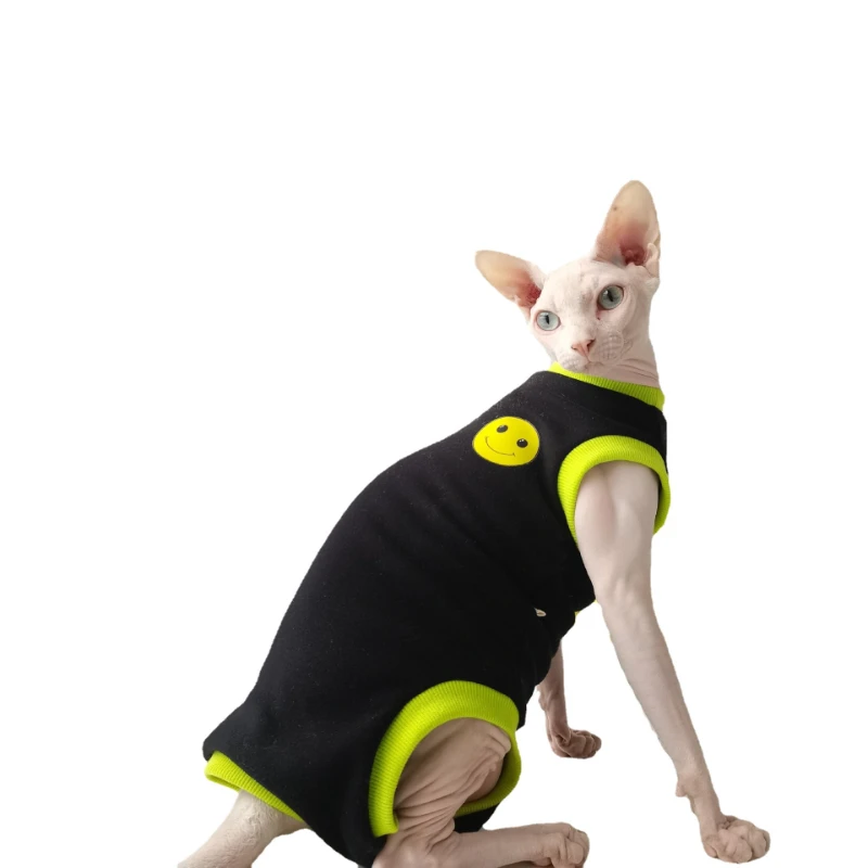 

Full Coverage Belly Protection, Sleeveless and Plush Four Legged Jacket, Sphinx Hairless Cat, German Clothing, Warm and Cute