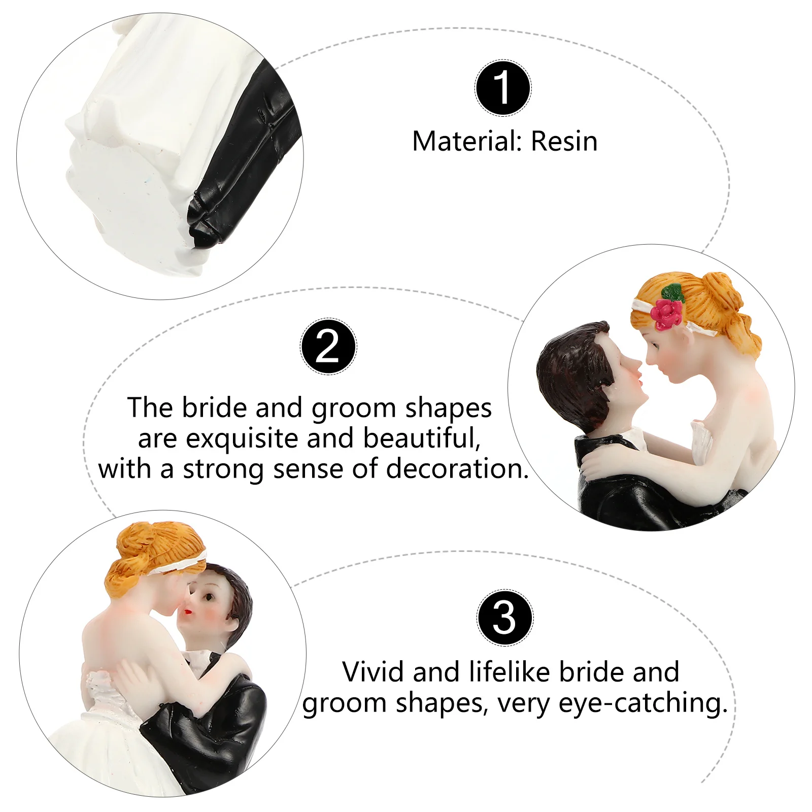 

1Pcs Wedding Cake Decor Resin Bride Groom Shape Hand Painted Wedding Party Decoration Atmosphere Setup Decoration