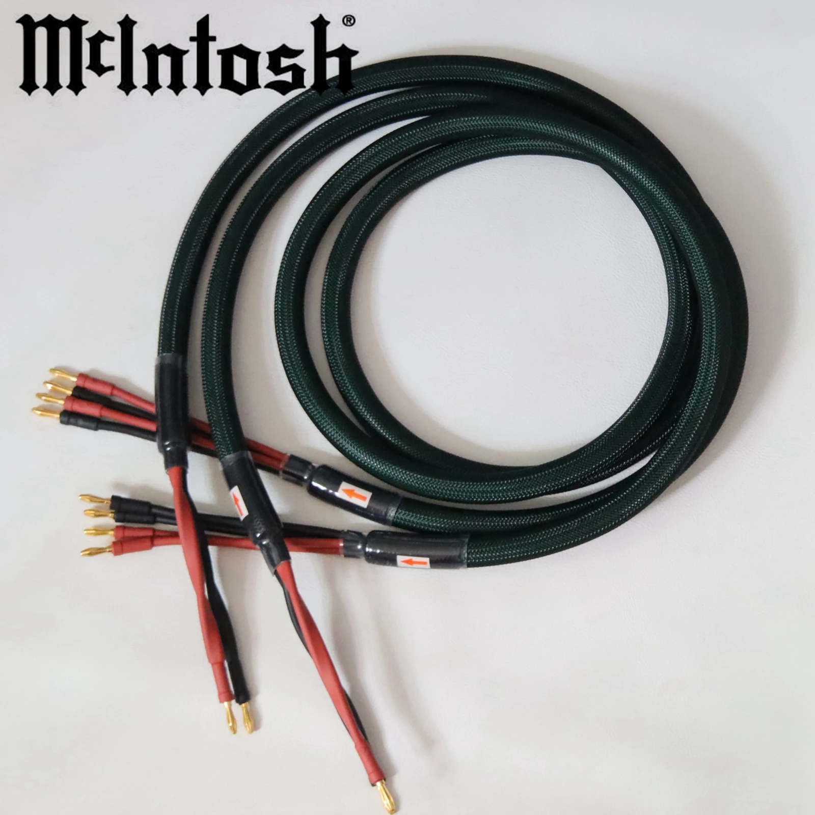 

1 pair McIntosh 4 to 8 biwire Single Silver Plated hifi amplifier speaker Cable with Gold-plated, non-magnetic Banana Plug